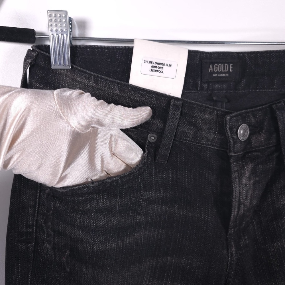 NWT AGOLDE USA🇺🇸MADE‎ CHLOE Low Rise Slim LIVERPOOL Jeans A001-2029 Size 25 - Picture 13 of 16